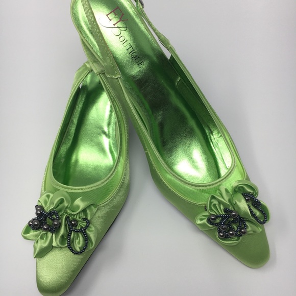 EY Boutique Women's Green Satin 2.5 Inches Heel - Picture 15 of 16